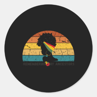 Sticker Rond Femme Noire Cheveux Souvenir De Mes Ancêtres Junet