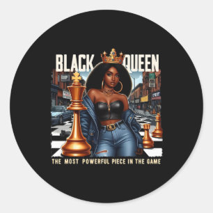 Sticker Rond Femme Noire Culture Noire Reine Noire Échecs Empow