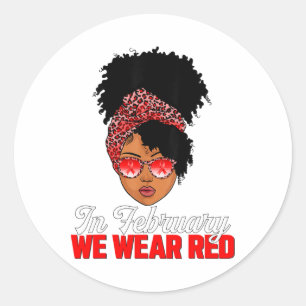 Sticker Rond Femme noire en février nous portons la maladie car