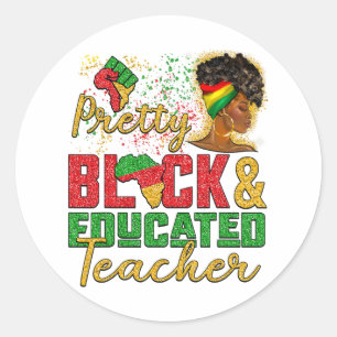 Sticker Rond Femme Noire Fille Afro Plutôt Noire Et Éduqué Le
