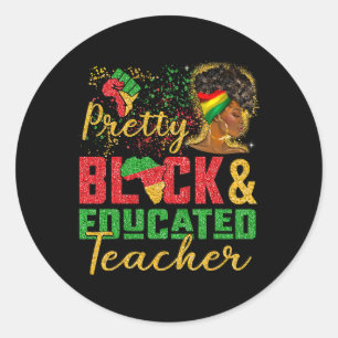 Sticker Rond Femme Noire Fille Afro Plutôt Noire Et Éduqué Le