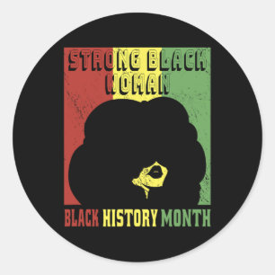 Sticker Rond Femme noire forte - Fière Mois de l'histoire noire