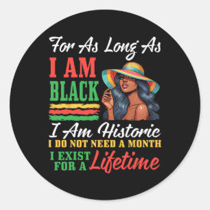 Sticker Rond Femme noire je suis noire je suis historique je n'