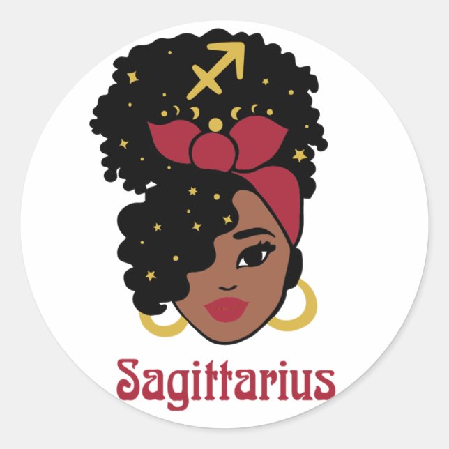 Sticker Rond Femme noire Zodiac Sagittarius (Devant)