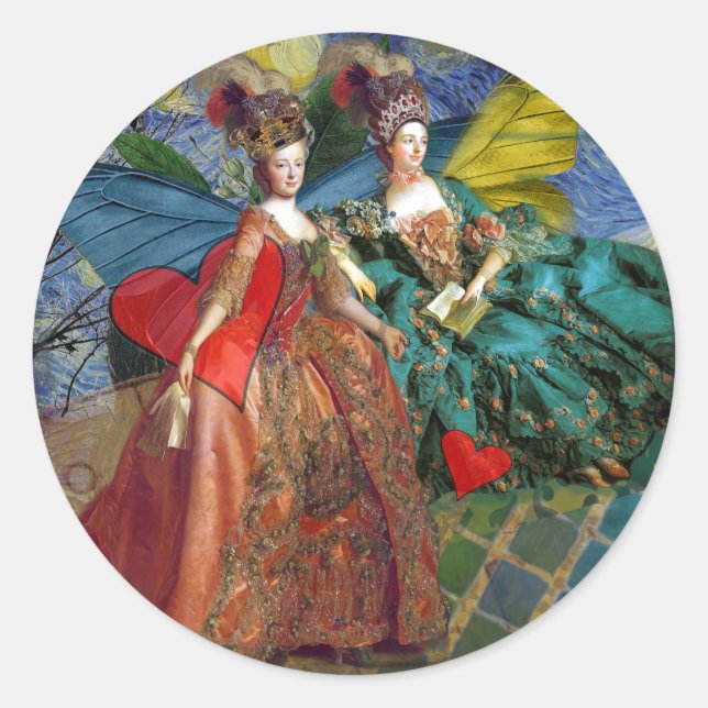Sticker Rond Femme Papillon Capricieuse Gémeaux Gothique Classi (Devant)