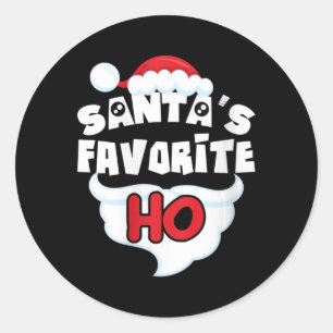 Sticker Rond Femme Père Noël Favori Ho Douleur de Noël moche