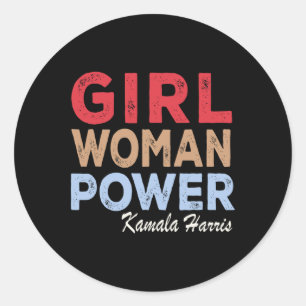 Sticker Rond Femme Power Kamala Harris Retro Vintage