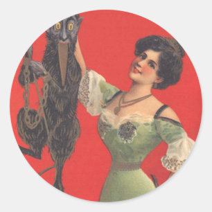 Sticker Rond Femme qui regarde Krampus
