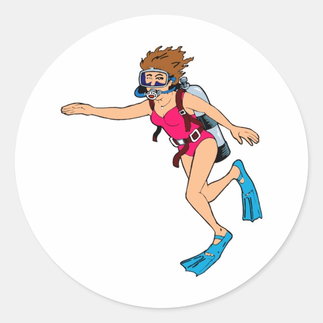 Sticker Rond Femme scuba (Devant)