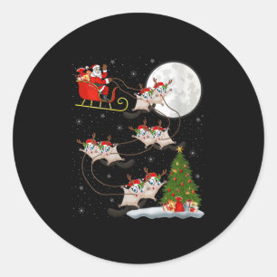Sticker Rond Femme Sugar Glider Père Noël Traîneau Volant Drôle