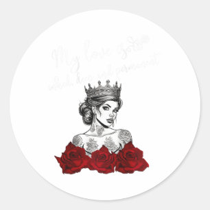Sticker Rond Femme Tatouée Femme Simple Femme Enquêtée Femme Po