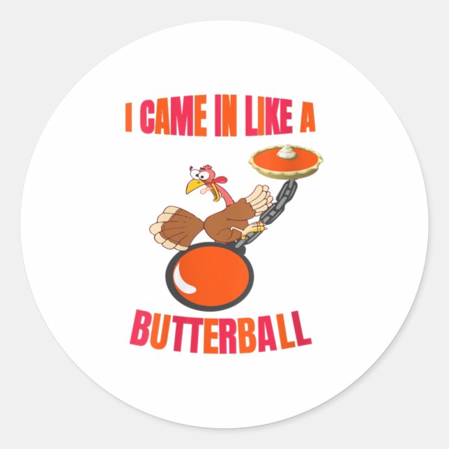 Sticker Rond Femme Thanksgiving Turquie Butterball Funny Pum (Devant)