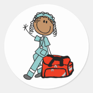 Sticker Rond Femme thérapeute respiratoire ou EMT