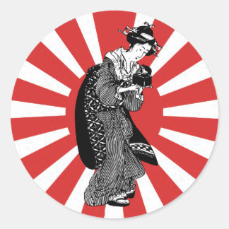 Sticker Rond Femme ukiyoe japonaise traditionnelle