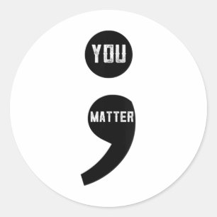 Sticker Rond Femme Vous Semicolon Prévention Suicide Sensibilis