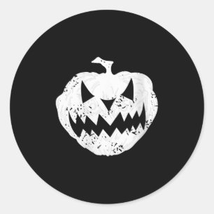 Sticker Rond Femme Y Citrouille Visage déprimé Lumière foncée H
