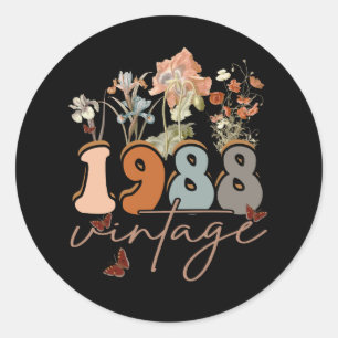 Sticker Rond Femmes 35 ans Vintage 1988 35e anniversaire Tee