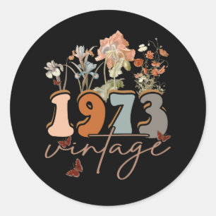 Sticker Rond Femmes 50 ans Vintage 1973 50e anniversaire Tee