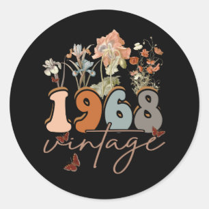 Sticker Rond Femmes 55 ans Vintage 1968 55e anniversaire Tee