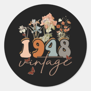 Sticker Rond Femmes 75 ans Vintage 1948 75e anniversaire Tee