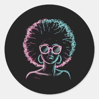 Sticker Rond Femmes afro-reine noire en train de sécher Junetdi