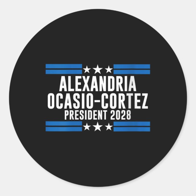 Sticker Rond Femmes Alexandria Ocasio Cortez Pour Président 202 (Devant)