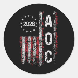 Sticker Rond Femmes Aoc Alexandria Ocasio Cortez 2028 Pour Pres