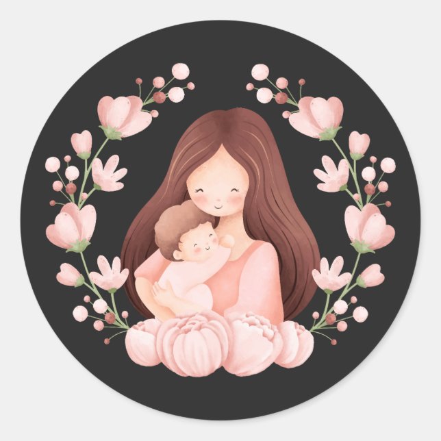Sticker Rond Femmes avec enfant (Devant)