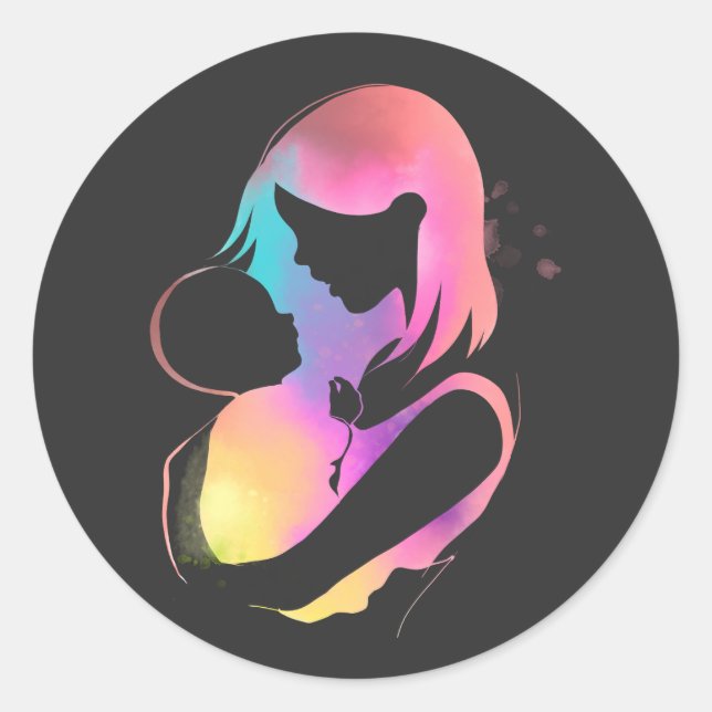 Sticker Rond Femmes avec enfant (Devant)
