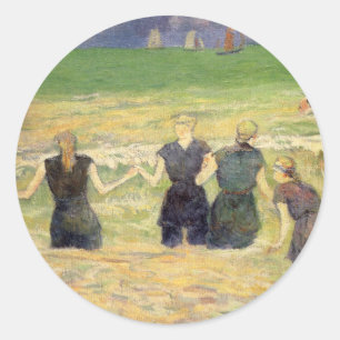 Sticker Rond Femmes baignant Dieppe par Paul Gauguin