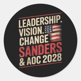 Sticker Rond Femmes Bernie Sanders Et Aoc 2028 Pour Président C