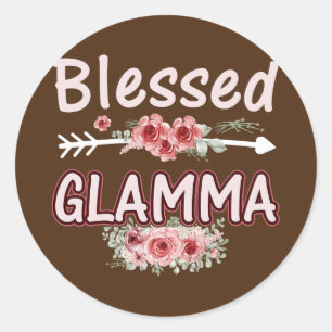 Sticker Rond Femmes Bienheureux Glamma Floral Maman Grand-mère 