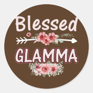 Sticker Rond Femmes Bienheureux Glamma Floral Maman Grand-mère