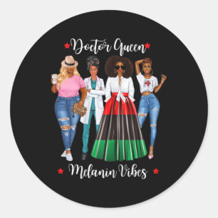 Sticker Rond Femmes Black Doctor Black Vit Dr Coffee Lover Me
