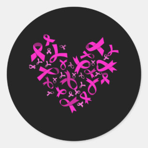 Sticker Rond Femmes Cancer du sein Carbone Ruban Sensibilisatio