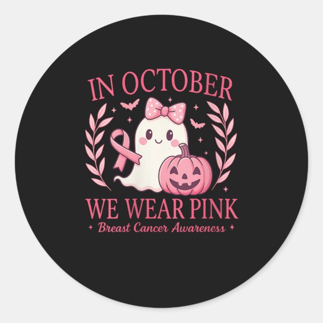 Sticker Rond Femmes Cancer Du Sein Femmes Halloween En Octobre  (Devant)
