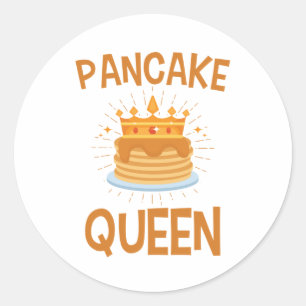 Sticker Rond Femmes de la reine Pancake samedi matin Pancakes