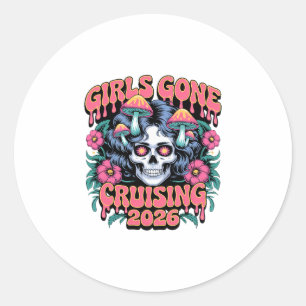 Sticker Rond Femmes en croisière crâne squelette 2026 Croisi