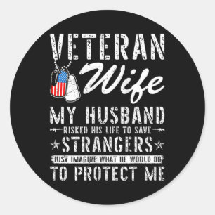 Sticker Rond Femmes Femme vétéran Femme Us Vétérinaire Mari de 