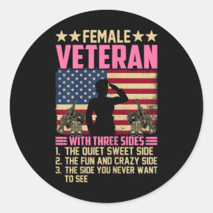 Sticker Rond Femmes Femmes Vétérinaire Soldat Fière Femme Vétér