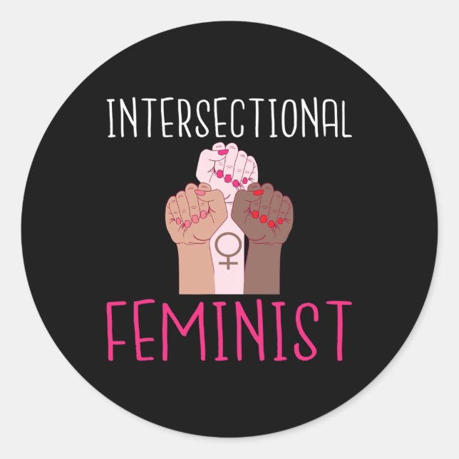 Sticker Rond Femmes fortes féministe intersectionnelle (Devant)