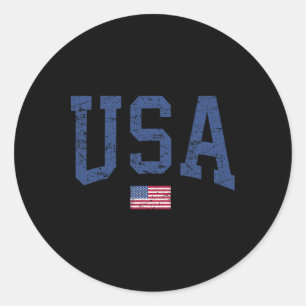 Sticker Rond Femmes Hommes Enfants Usa Drapeau Américain Patrio