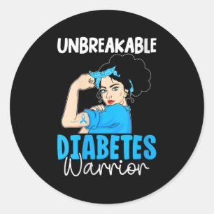 Sticker Rond Femmes indestructibles Diabète Guerrier V-col