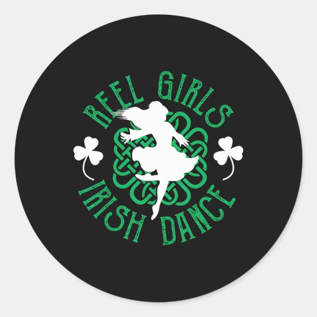 Sticker Rond Femmes Irlandais Step Dancer Step Danser Reel Girl (Devant)