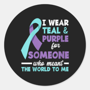 Sticker Rond Femmes Je Porte Turquoise & ; Violet Pour Quelq