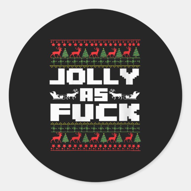 Sticker Rond Femmes joyeuses comme pour Noël drôle dévergondé j (Devant)