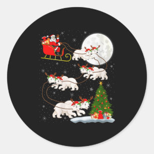 Sticker Rond Femmes Lar Ours Père Noël Traîneau Volant Drôle Ma