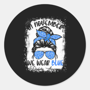 Sticker Rond Femmes Messy Bun Cheveux Sensibilisation au diabèt