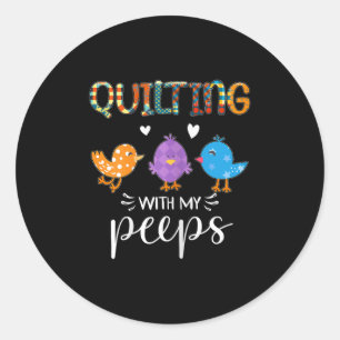 Sticker Rond Femmes Mignonnes Broderie Avec Mes , Brodeuses 