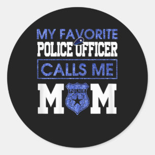 Sticker Rond Femmes Mon Officier De Police Préféré M'Appelle Ma